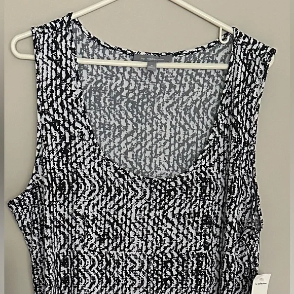 NY COLLECTION size XL BLACK & WHITE abstract print, sleeveless maxi - Picture 4 of 7